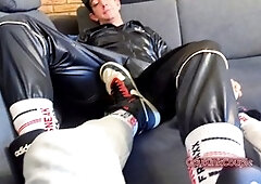 Gay white socks footjob, sneaker, gear fetish