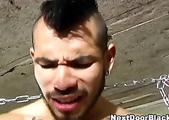 Interracial hunks cumming after ass drilling