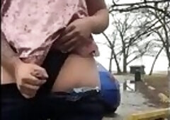 Crossdresser outside jerk off