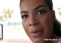 Meet Maya this super hot perky ebony babe who has no idea where she is at. Luckily she found her hero who is going to save her and fuck her hard!