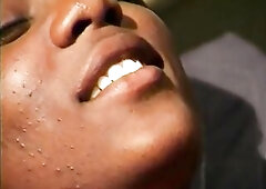 Ebony bitch with natural breasts gets pounded by a ebony male