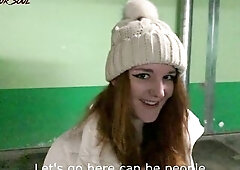 PICKUP IN GARAGE - REDHEAD CHEATED ON HER DUDE FOR CASH