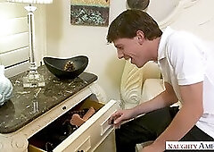 MILF Sara Jay and her son's friend with her pussy!