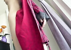 Frisky in Satin Robe