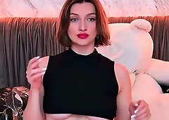 Cute curly brunette solo webcam masturbation