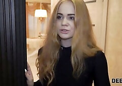 DEBT4k. Cutie has no money to pay the debt so collector has to bang her