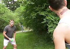 DrillMyHole - Inked Jake Porter voyeur rimming outdoors
