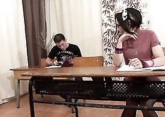 Teen gets her trainer to ram her hard and filling her throat up.