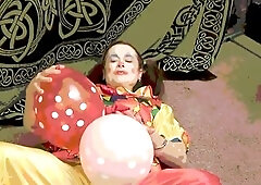 Creepy Clown Inflating and Playing With Balloons