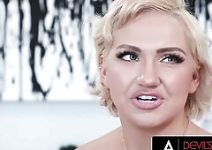DEVILS FILM - Venus Valencia Birthday Gift Is Double Penetration From Bambi Barton Belt On