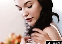 Tiny Alexia Anders’ Fear Of Darksome Sparks Reassuring Lesbo Scissoring With Her Fresh Bestie Lily Lou