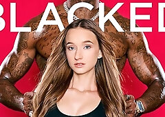 Black and white hard fuck with a long-legged girlfriend Melanie Marie