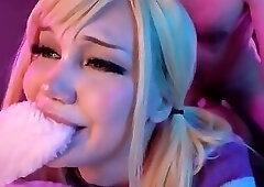 Blond tranny gagged and painal