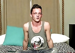 Cute twink takes his fat dick out to jerk off