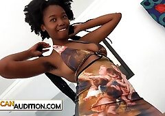 Outgoing busty tits African girl fake casting