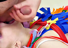 A kinky teen slut get her tight ass drilled and face slapped while being tied up and humiliated