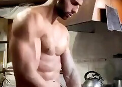 Kitchen Hunk Jerk Off