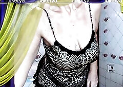 This Guy takes off his dressing gown. Erotic underware. Strap cut into twat. Butt eats pants. Priceless smile. Clean armpits. Visible bushy snatch. Bo