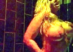 An awesome blond woman with big boobs part1