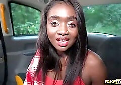 Faux cab - giant clittie dark skin ebony splashes on Big Dick