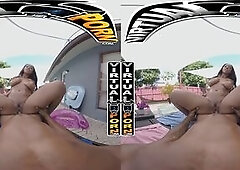 VIRTUAL PORN - Nice-looking August Skye Soaks Up The Sun And Turns A Pool Day Wild
