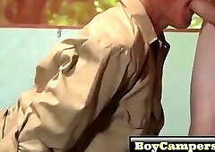 Boys bareback fuck their Scout Master