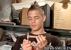 Smoking twunk pulling his lollipop and making it rain