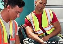 Construction worker gets pounded in the health center waiting room