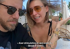 Tattooed couple explores anal and creampie passion in a luxury tropical villa