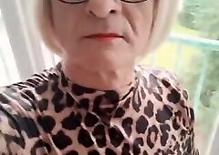 Tranny brunette  alone at home