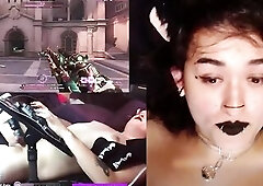 CUTE EMO SUCCBUS CATGIRL gets vibrated by her viewers whilst that babe tries to play overwatch egirl punk alt kitten gamer gooner