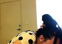 Halloween Trick or Treater Dressed as Polka Dot gets Rough