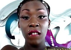 Nubian tranny amateur wanking her hard cock