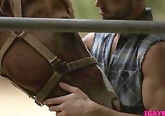 Muscled men Casey Everett and Lance Charger banging assholes outdoor