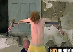 Mature freak's dungeon play session with submissive slave's body