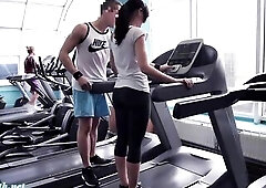 Whilst doing her workout in the gym, Jeny Smith is thinking about banging her personal tutor