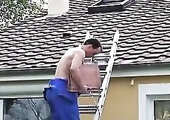 Obese older hoe jizzed in throat after fucking outdoors.