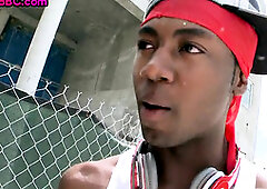 Black thug gay pulled and public fucked outdoor by white top