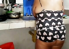 I hired this maid, this babe came in wearing those shorts showing off her large butt.