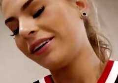 Hawt golden-haired Sydney Cole is doing interracial hardcore scene with Jax Slayher. Sydney has injured her knee. Jax the ebony doctor cures her with 