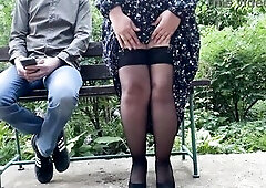 Nice-Looking booty pissing in a public park rear view