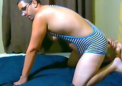 Passionate Latin guy takes massive dildo in his ass