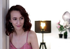 Naughty small tittied teen Miss Nimpho gets her pussy slammed and creampied