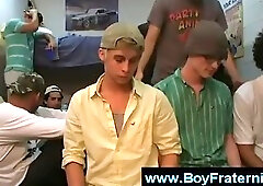 Young blonde gay boy on his knees sucks two dicks