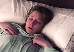 Blonde enjoys intense orgasm while giving a blow-job