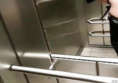 German teen with curly hair, Luna Richter got fucked in the elevator after sucking a stranger's dick