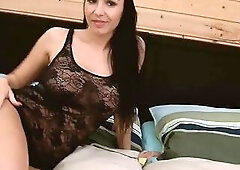 Caught Breasty Angels Scene-three_breasty Brunette hair Housewife in Underware Masturbates at Home Alone with a Big Sex-toy