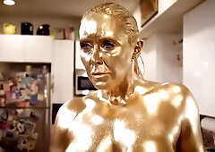 Milf Busty Gold Body Paint With