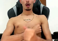Young, hairy guy cumming a lot.