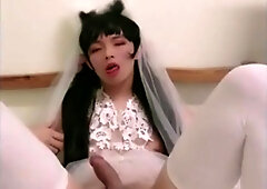 here comes the tranny bride, too super-naughty she jerk and jism